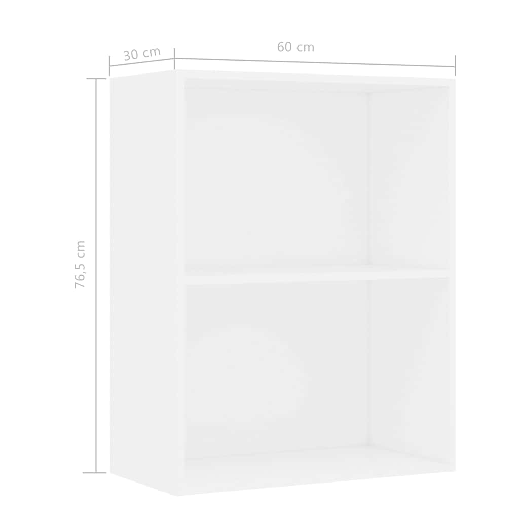 Bokhylle hvit 60x30x76,5 cm konstruert tre