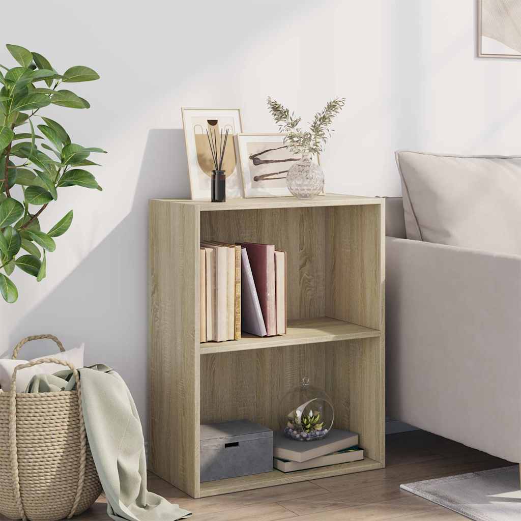 Bokhylle 2 nivåer sonoma eik 60x30x76,5 cm konstruert tre