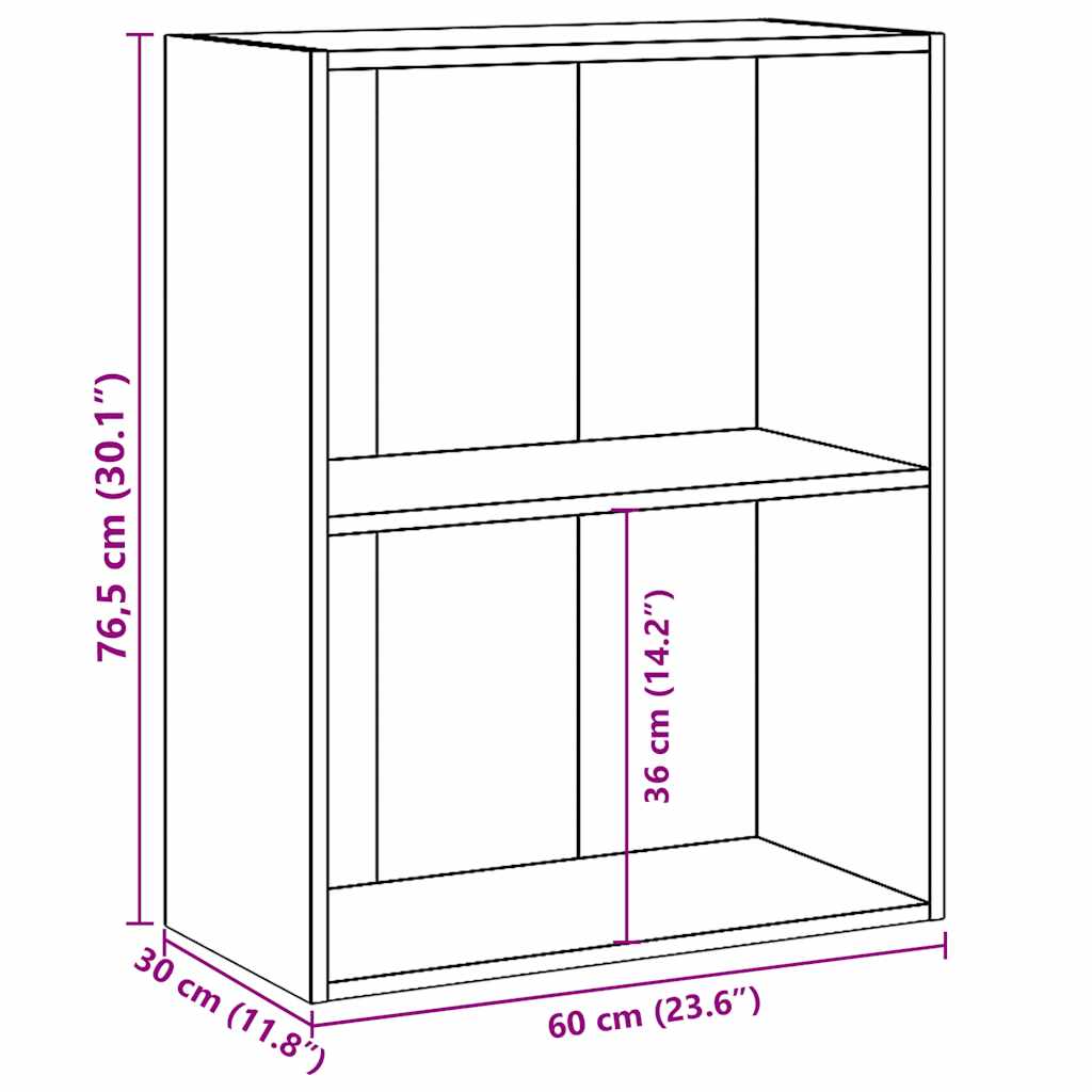 Bokhylle 2 nivåer betonggrå 60x30x76,5 cm konstruert tre