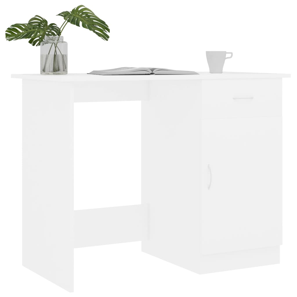 Skrivebord hvit 100x50x76 cm konstruert tre
