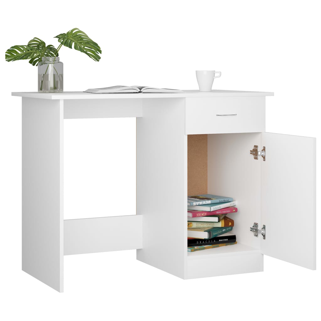 Skrivebord hvit 100x50x76 cm konstruert tre
