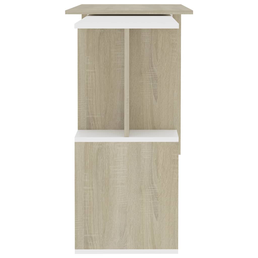 Skrivebord hjørne hvit sonoma eik 200x50x76 cm konstruert tre