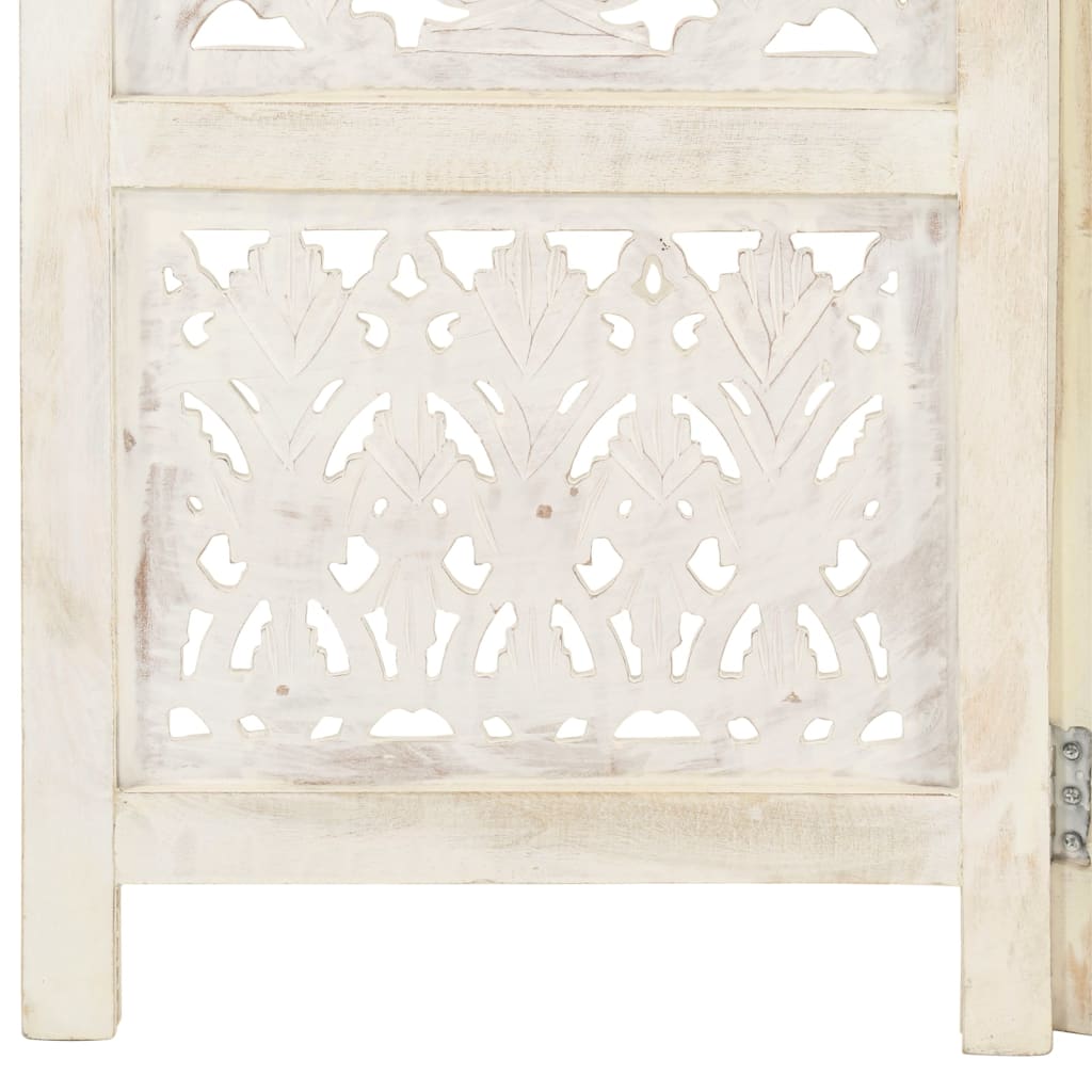 Romdeler håndskåret 5 paneler hvit 200x165 cm heltre mango