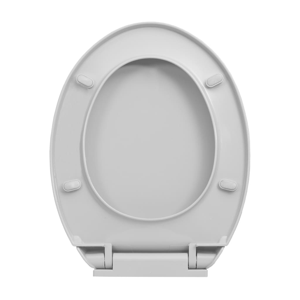 Toalettsete myktlukkende med hurtigutløsing lysegrå oval