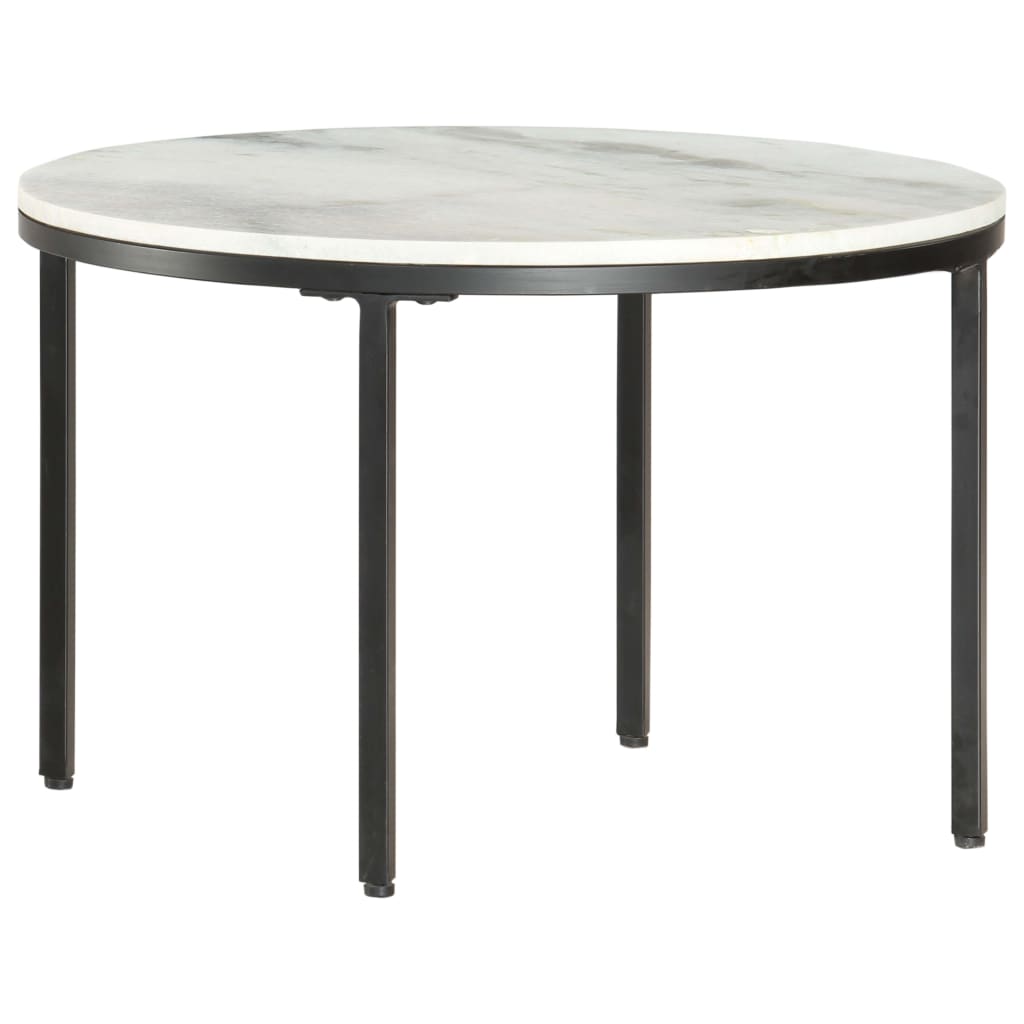 Salongbord hvit og svart Ø65 cm ekte solid marmor