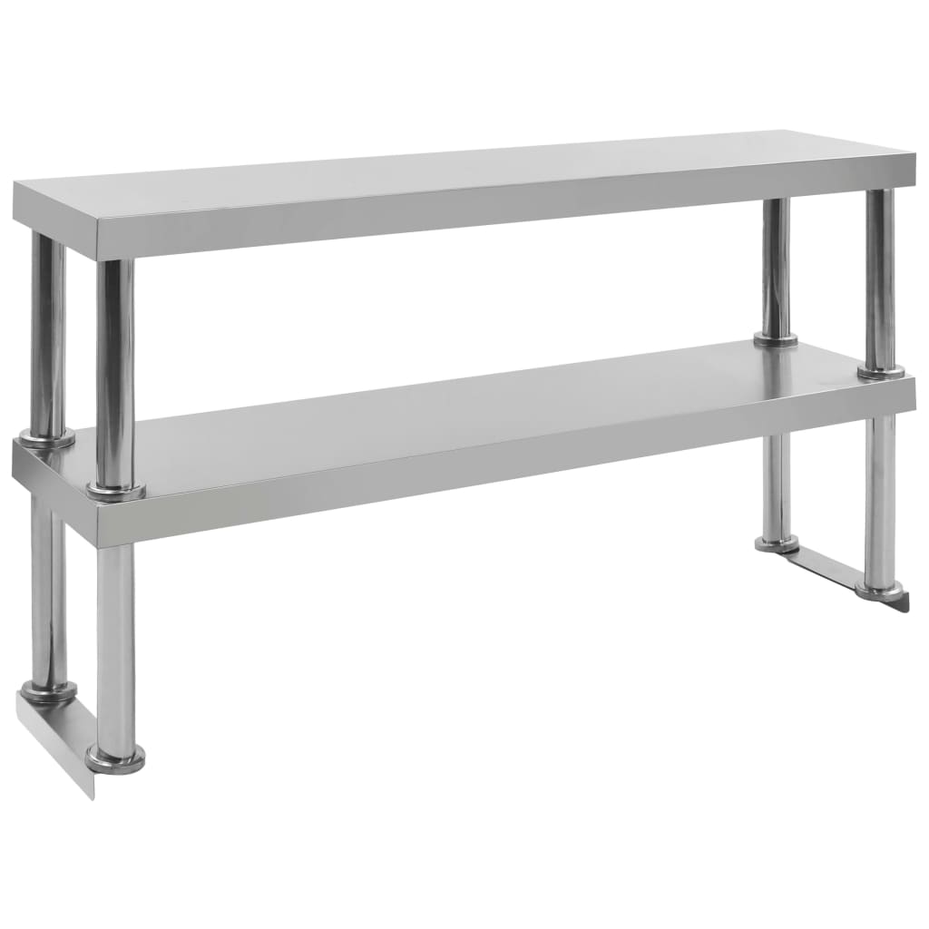 Overhylle til arbeidsbord 2 etasjer 120x30x65 cm rustfritt stål