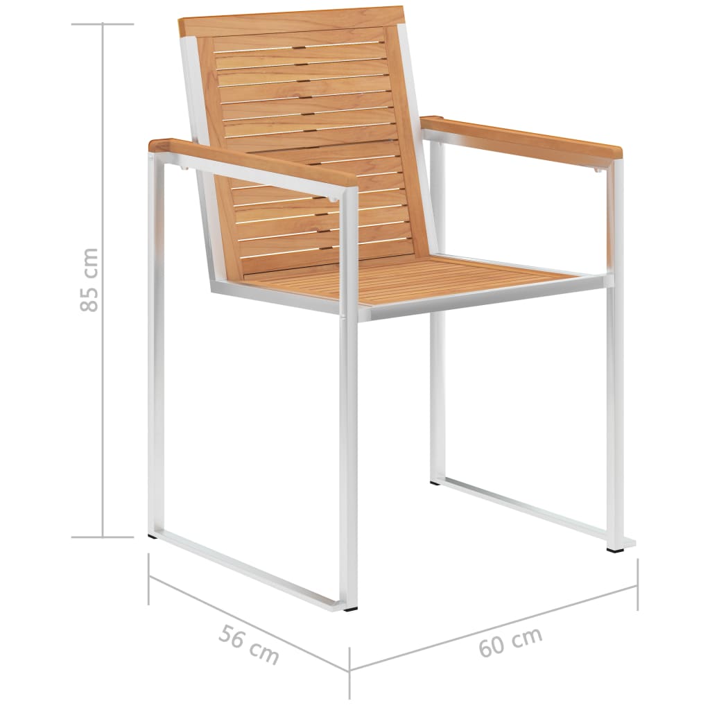 Hagestoler 2 stk heltre teak og rustfritt stål