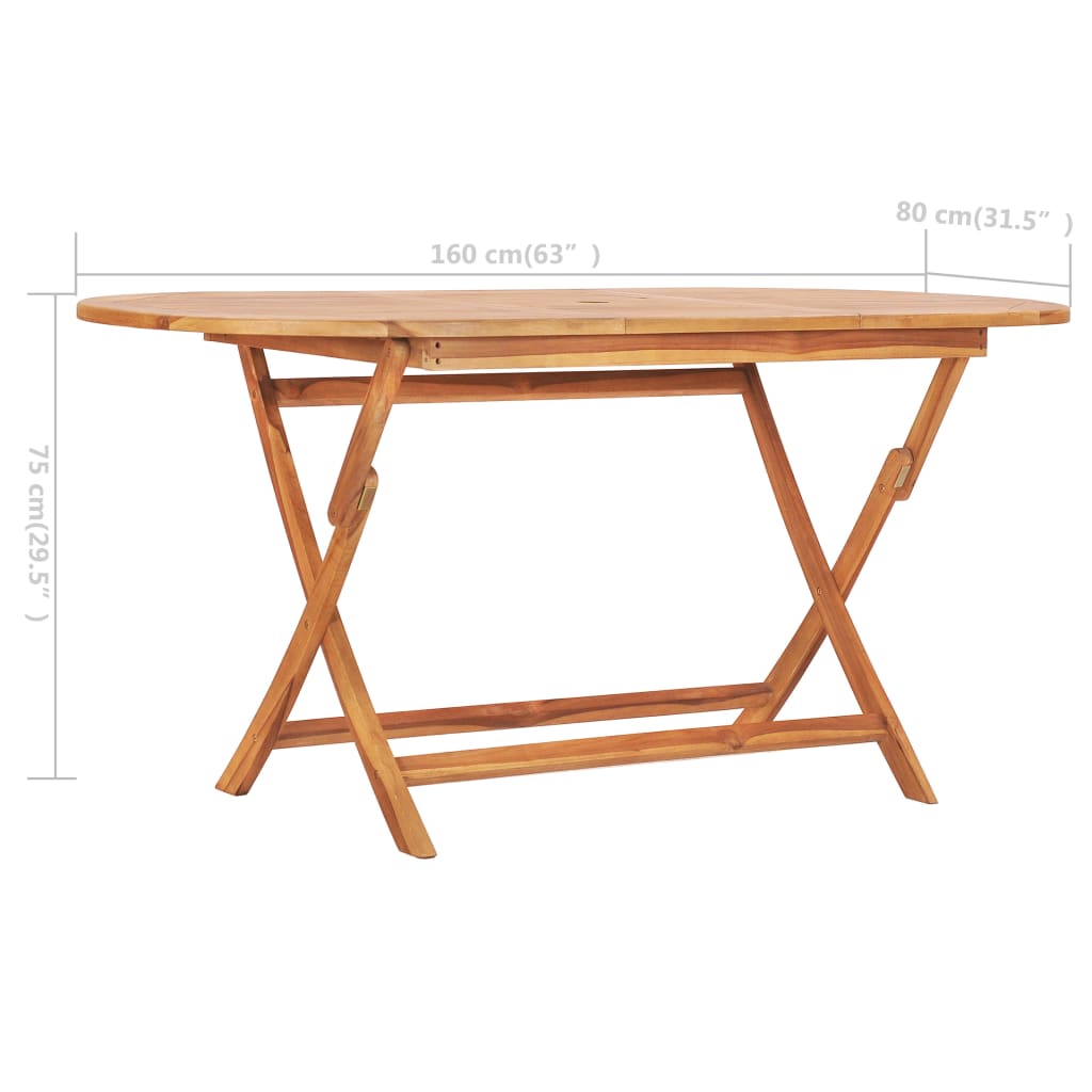 Sammenleggbart hagebord 160x80x75 cm heltre teak