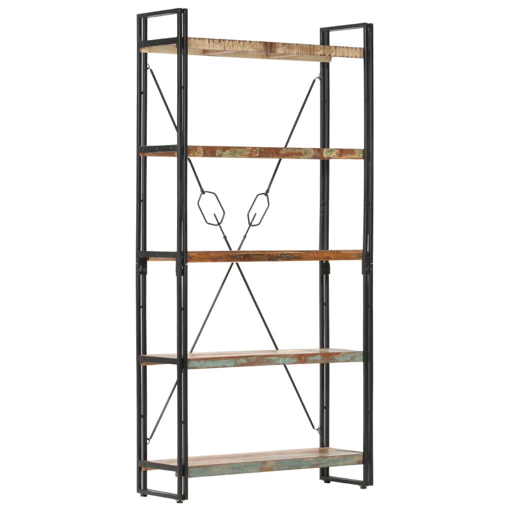 Bokhylle 5 etasjer 90x30x180 cm gjenvunnet heltre