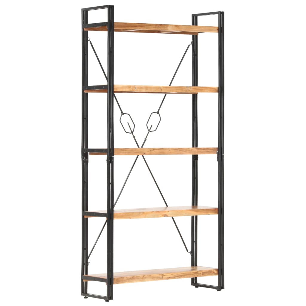 Bokhylle 5 etasjer 90x30x180 cm heltre akasie
