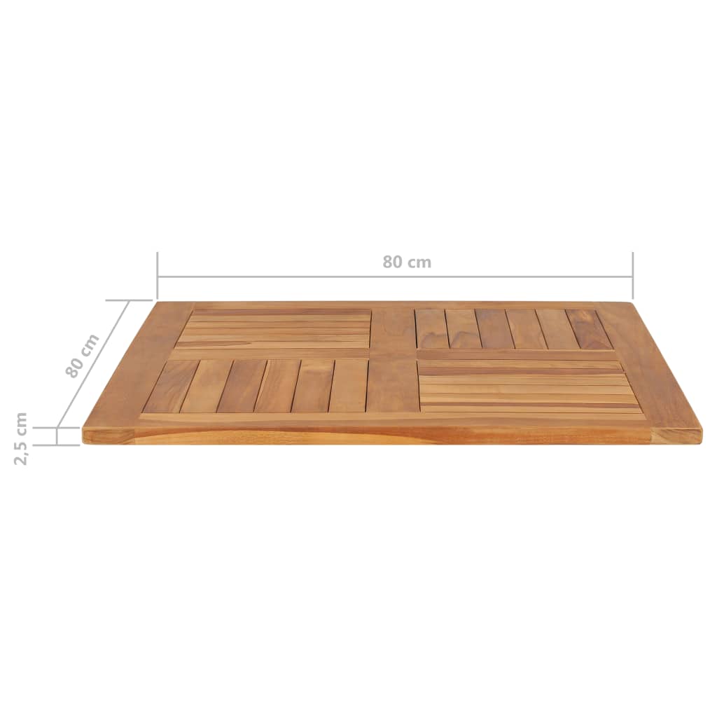 Bordplate heltre teak kvadratisk 80x80x2,5 cm