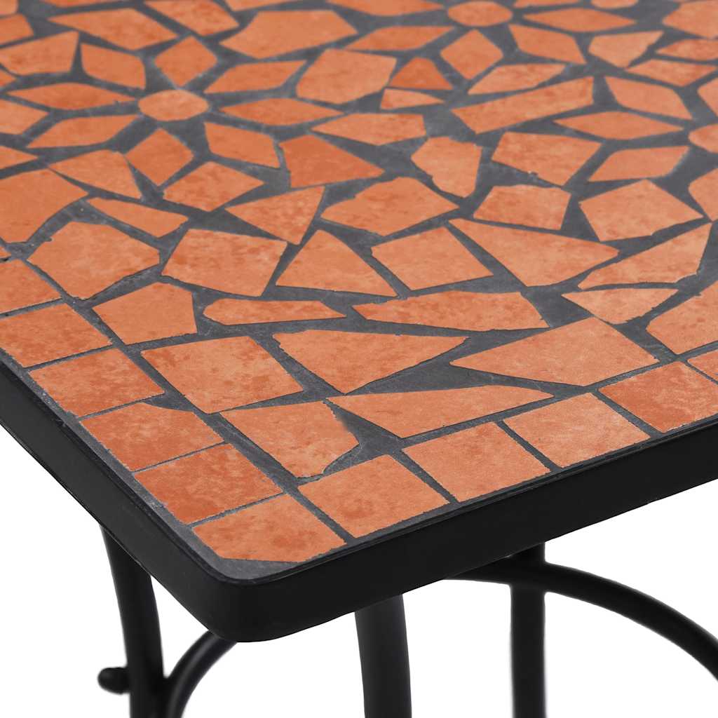 Mosaikkbistrosett med keramikkfliser 3 deler terrakotta