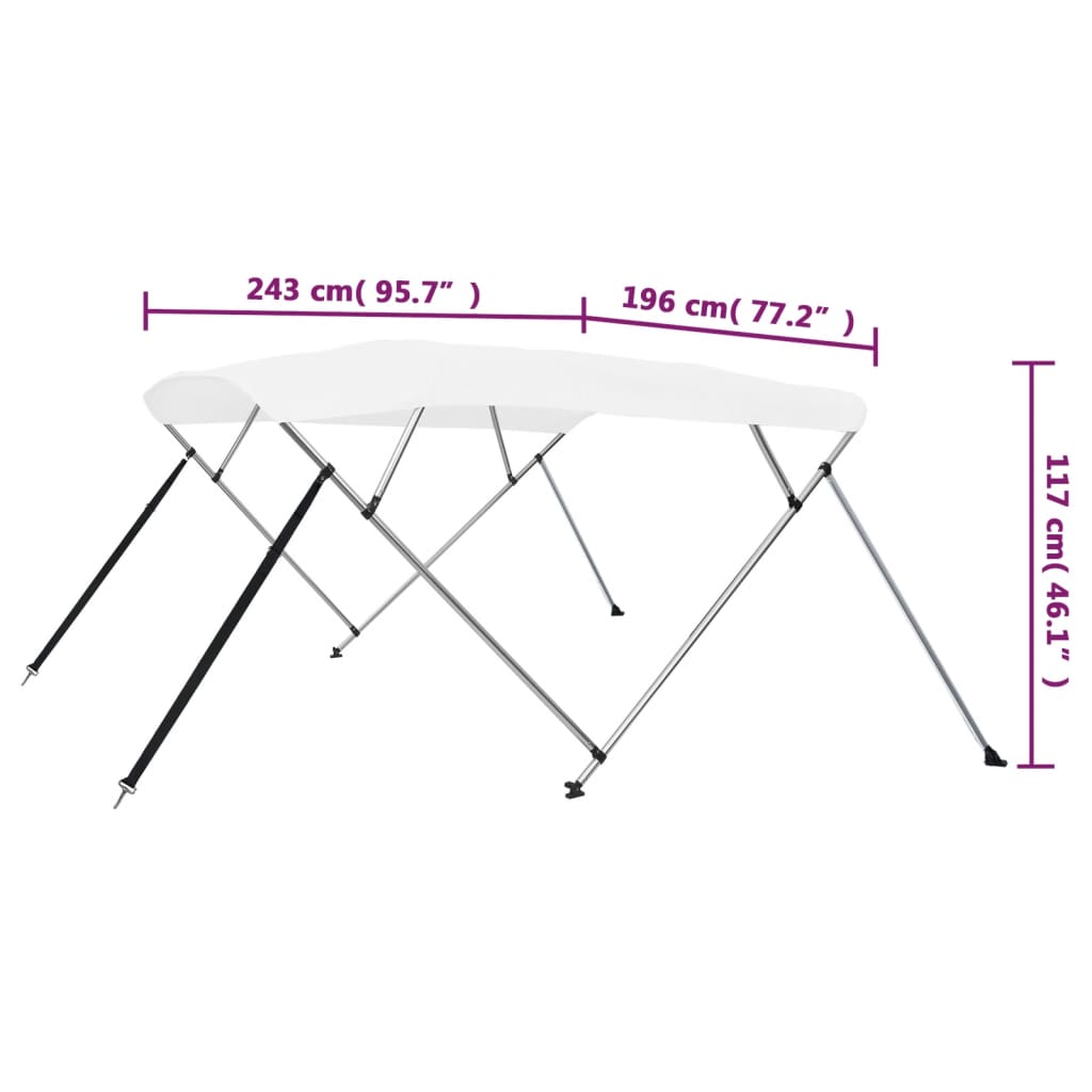 Biminitopp 4-buet hvit 243x196x137 cm