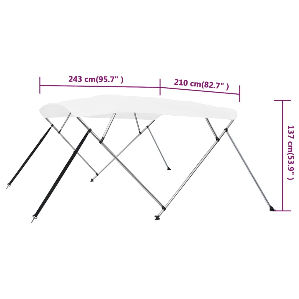 Biminitopp 4-buet hvit 243x210x137 cm