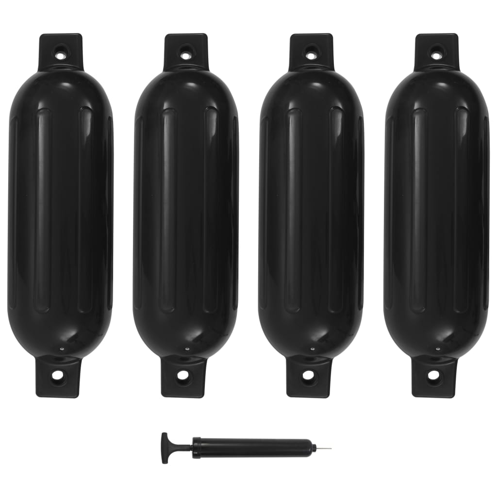 Båtfender 4 stk svart 51x14 cm PVC