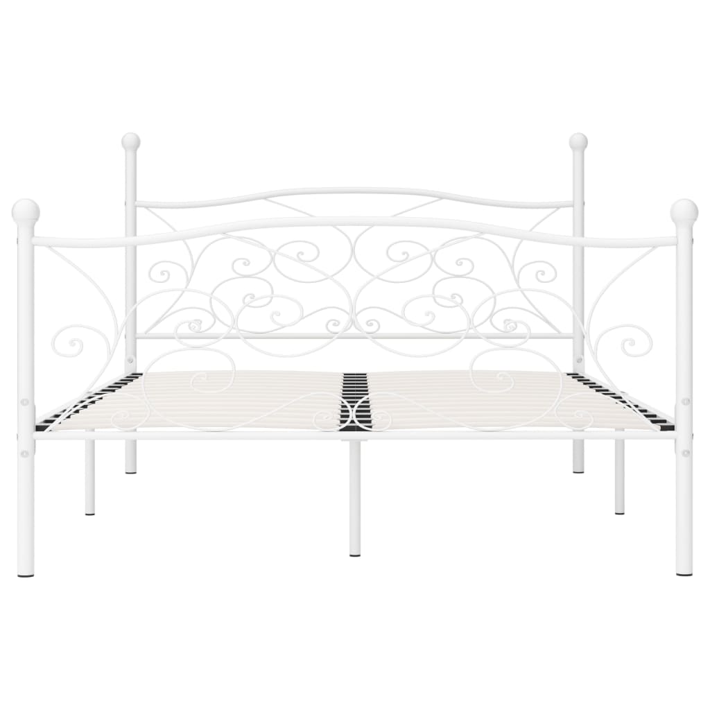 Sengeramme med spilebase hvit metall 140x200 cm