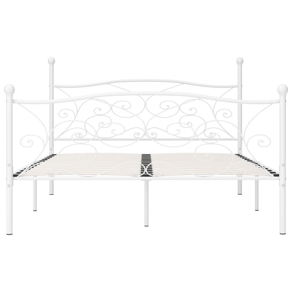 Sengeramme med spilebase hvit metall 180x200 cm