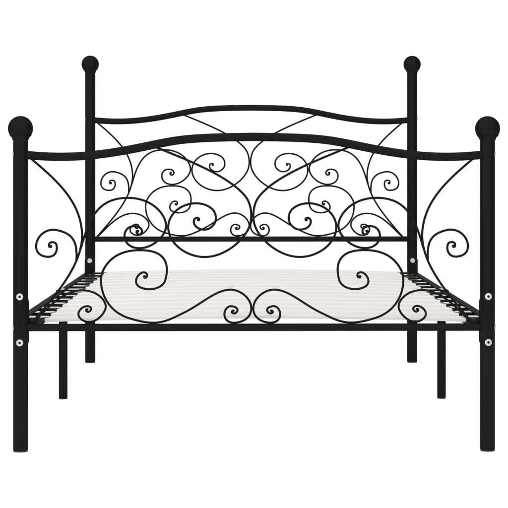 Sengeramme med spilebase svart metall 100x200 cm