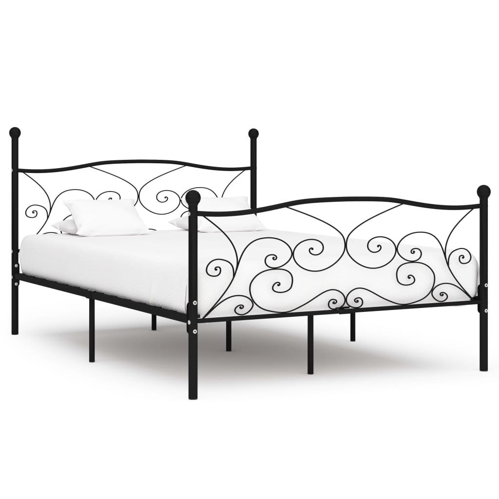 Sengeramme med spilebase svart metall 140x200 cm
