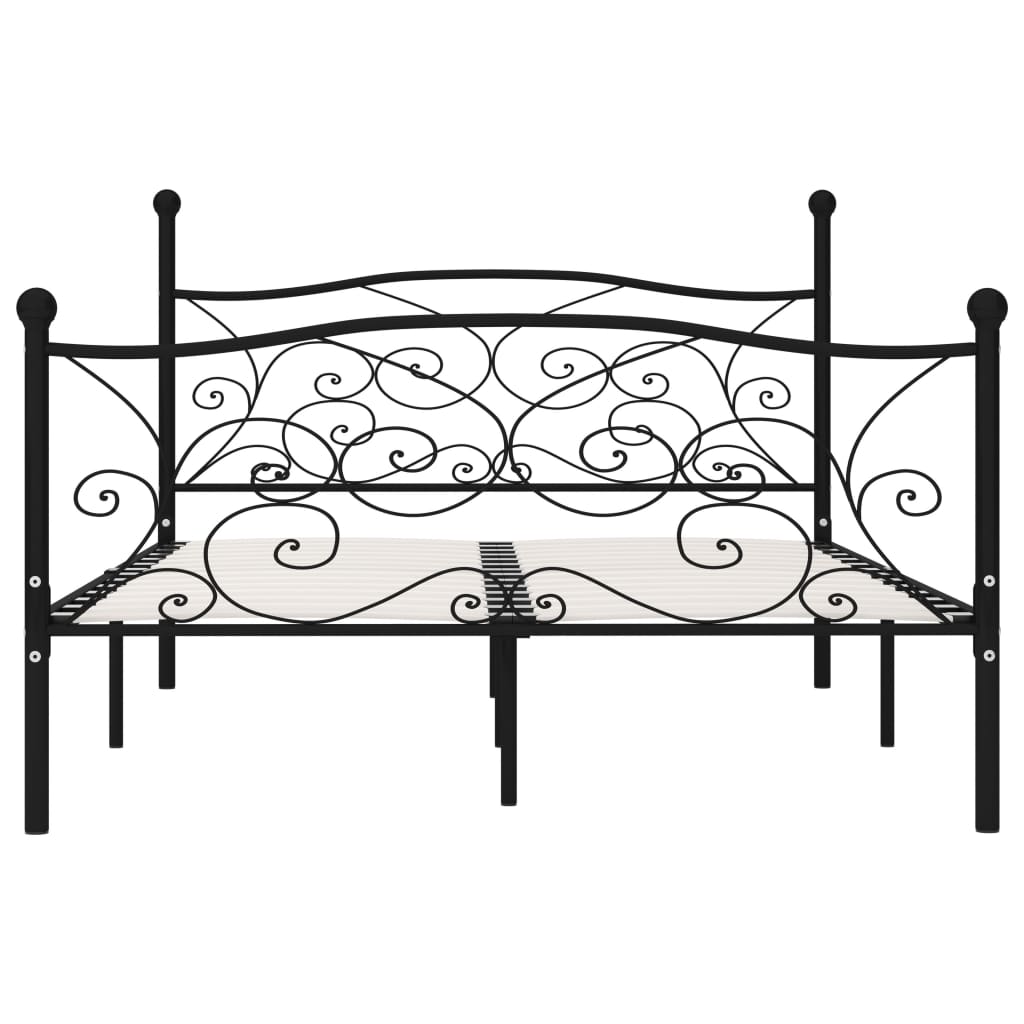 Sengeramme med spilebase svart metall 140x200 cm