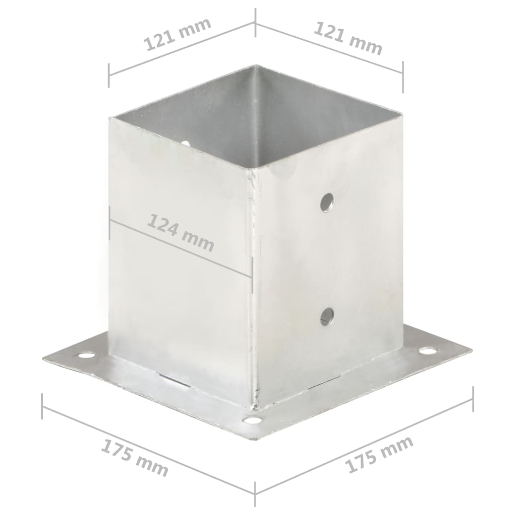 Stolpeankere 4 stk galvanisert metall 121 mm