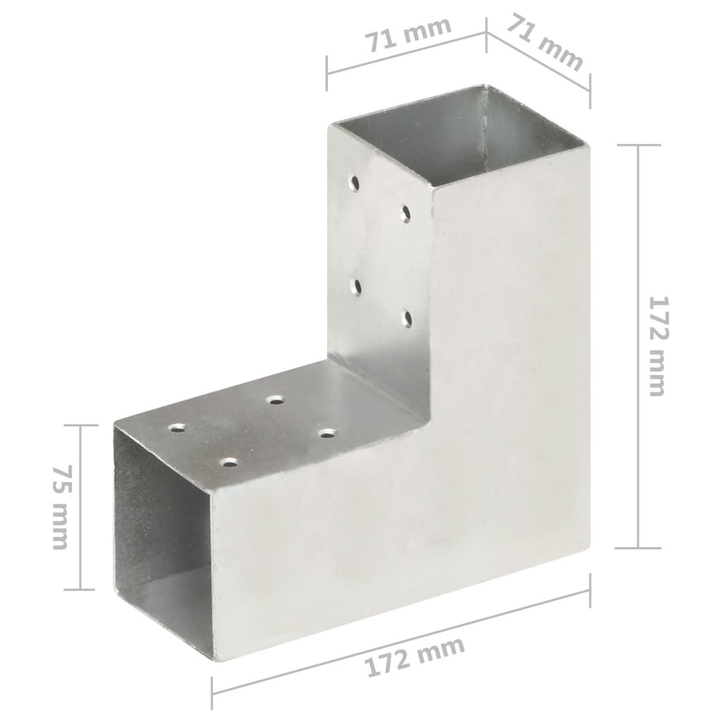 Stolpesko L-form galvanisert metall 71x71 mm