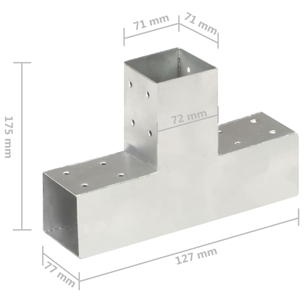 Stolpesko T-form galvanisert metall 71x71 mm