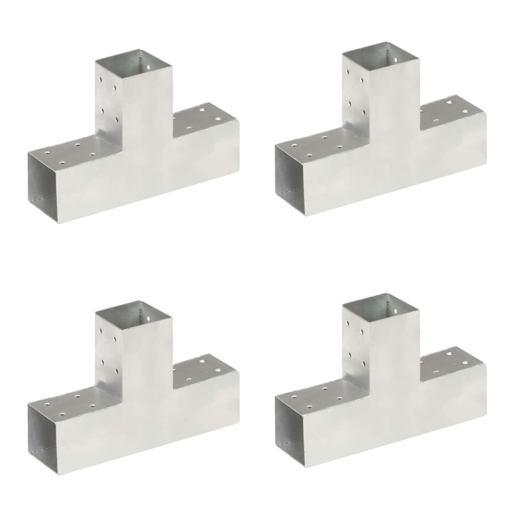 Stolpesko 4 stk T-form galvanisert metall 71x71 mm