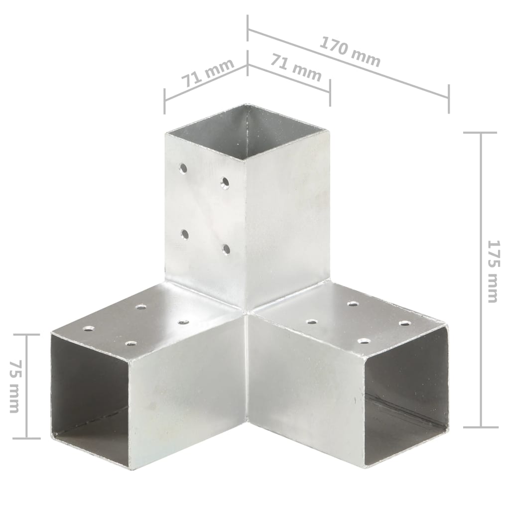 Stolpesko Y-form galvanisert metall 71x71 mm