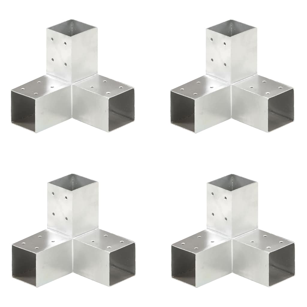 Stolpesko 4 stk Y-form galvanisert metall 71x71 mm