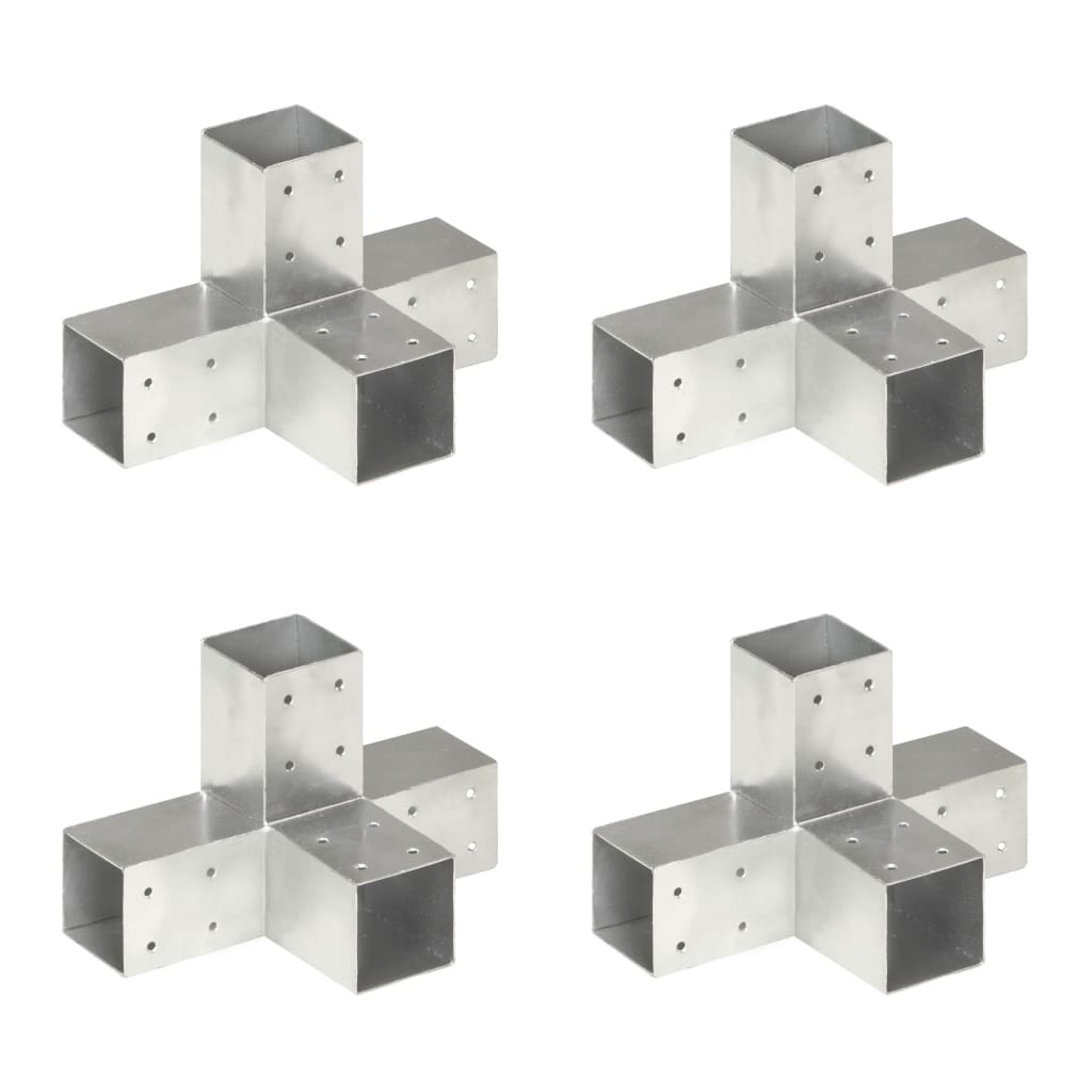 Stolpesko 4 stk X-form galvanisert metall 71x71 mm