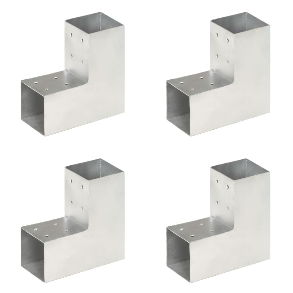 Stolpesko 4 stk L-form galvanisert metall 81x81 mm
