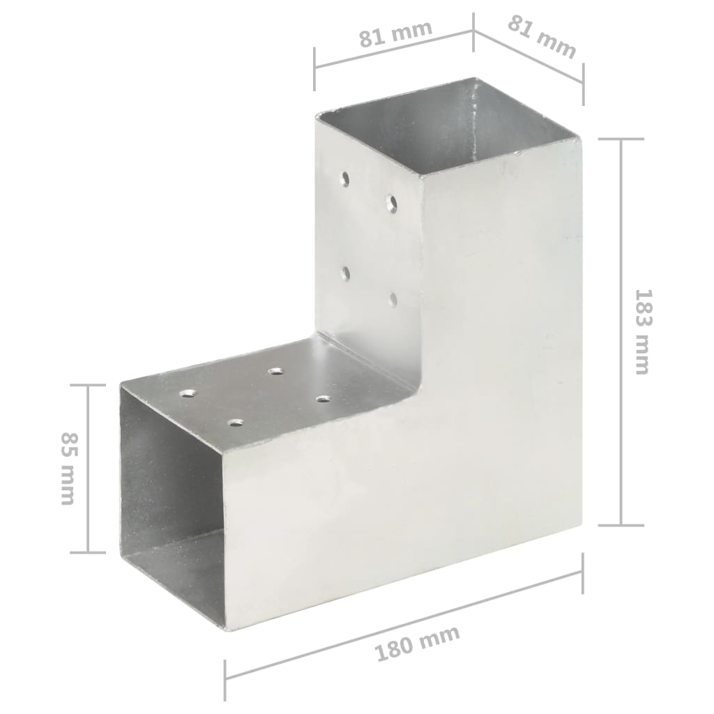 Stolpesko 4 stk L-form galvanisert metall 81x81 mm