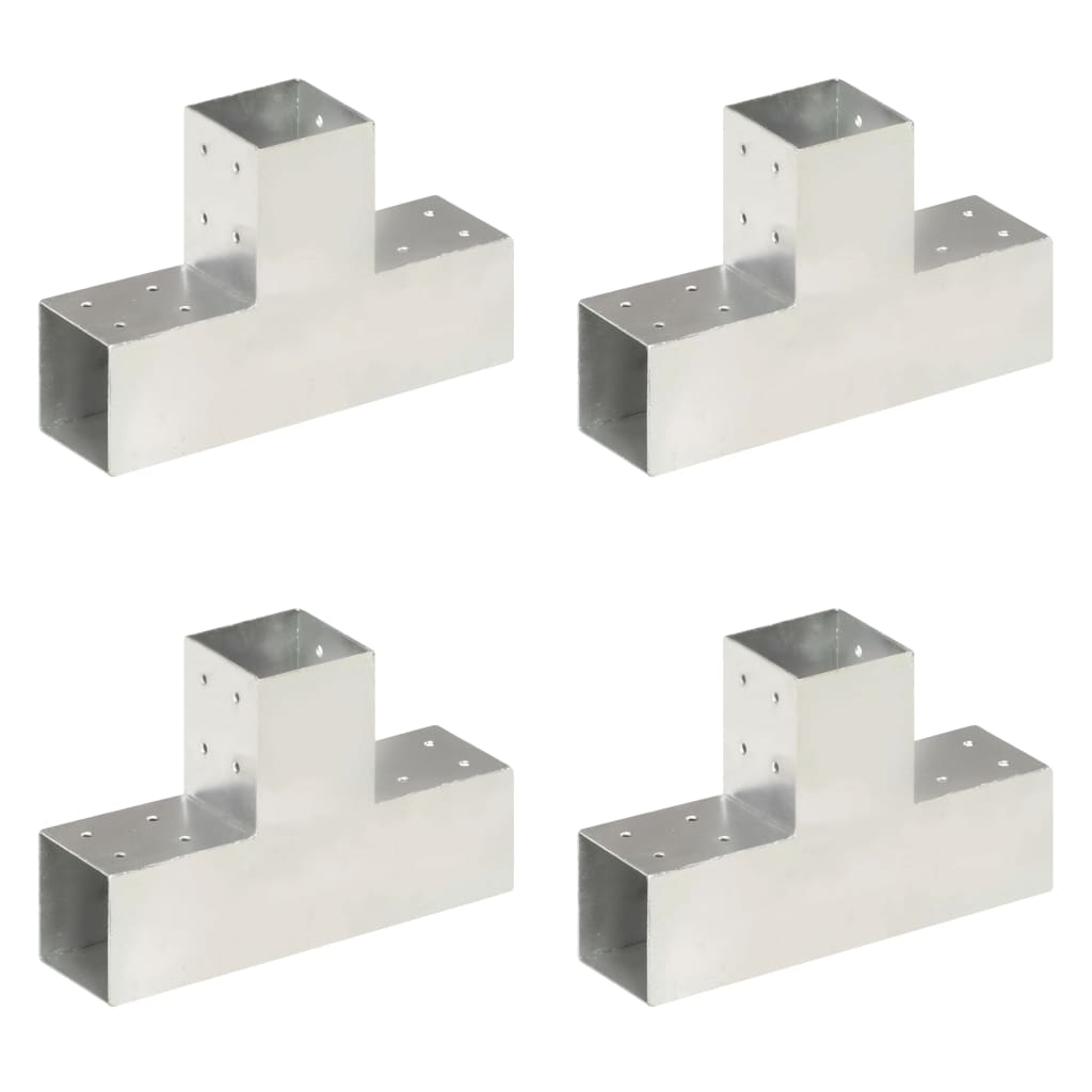 Stolpesko 4 stk T-form galvanisert metall 81x81 mm