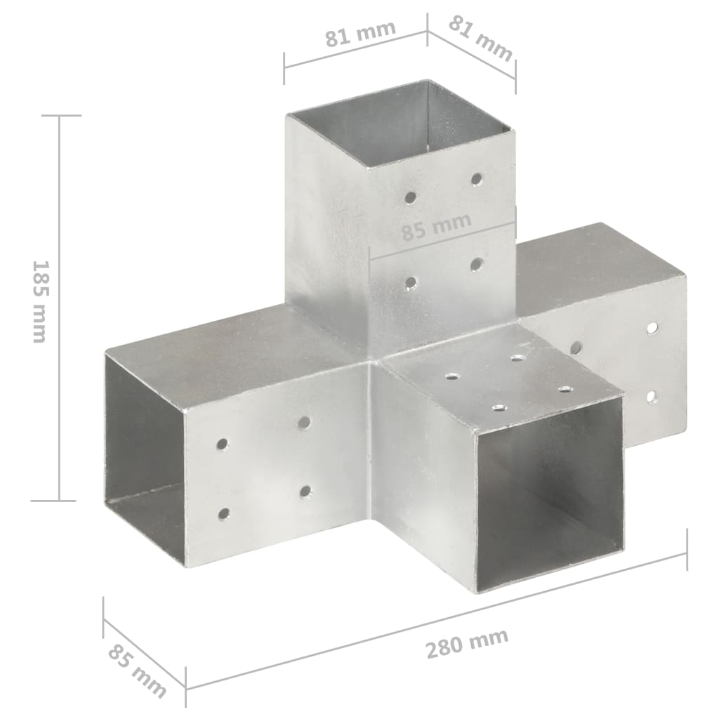 Stolpesko X-form galvanisert metall 81x81 mm