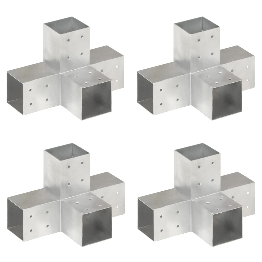 Stolpesko 4 stk X-form galvanisert metall 81x81 mm
