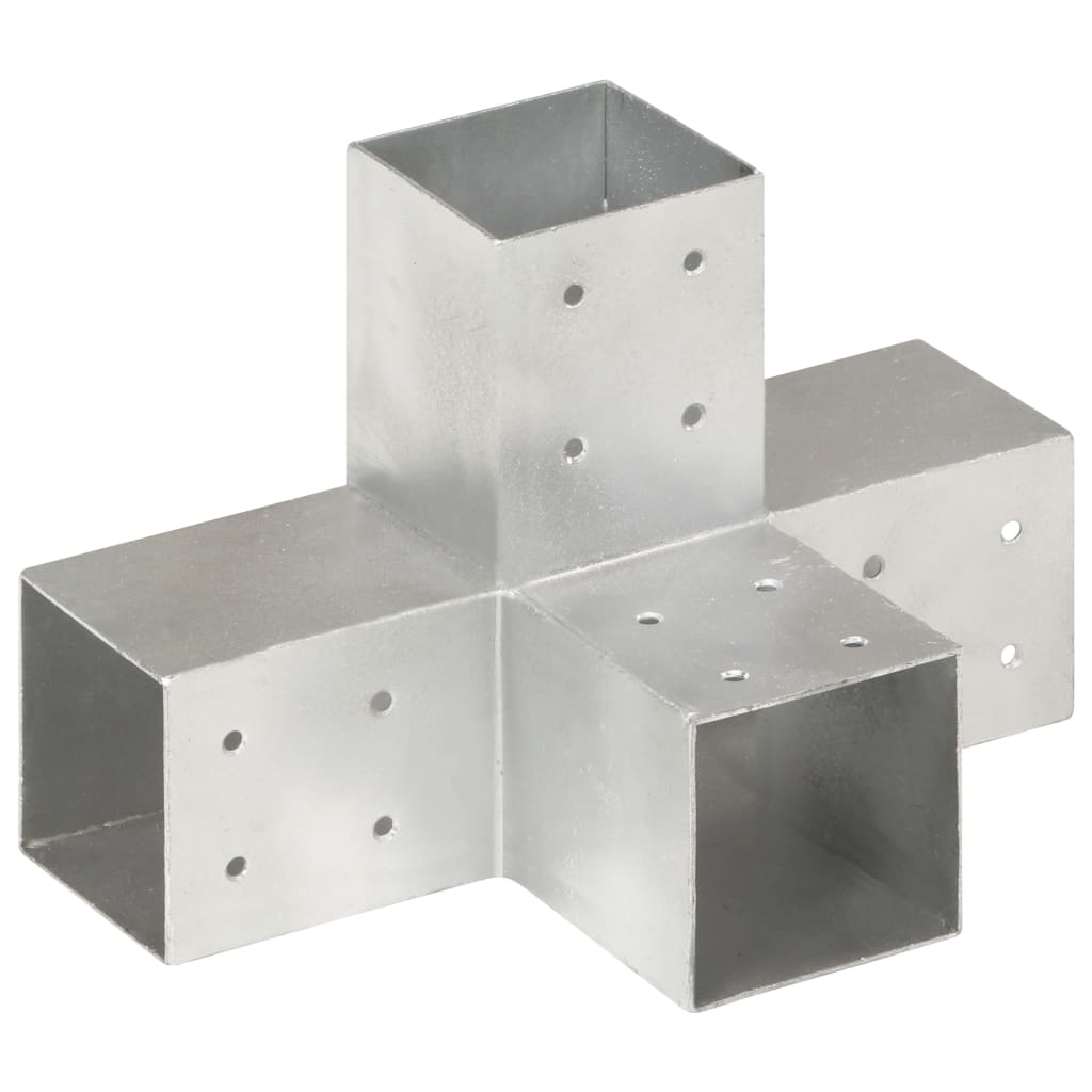 Stolpesko 4 stk X-form galvanisert metall 81x81 mm
