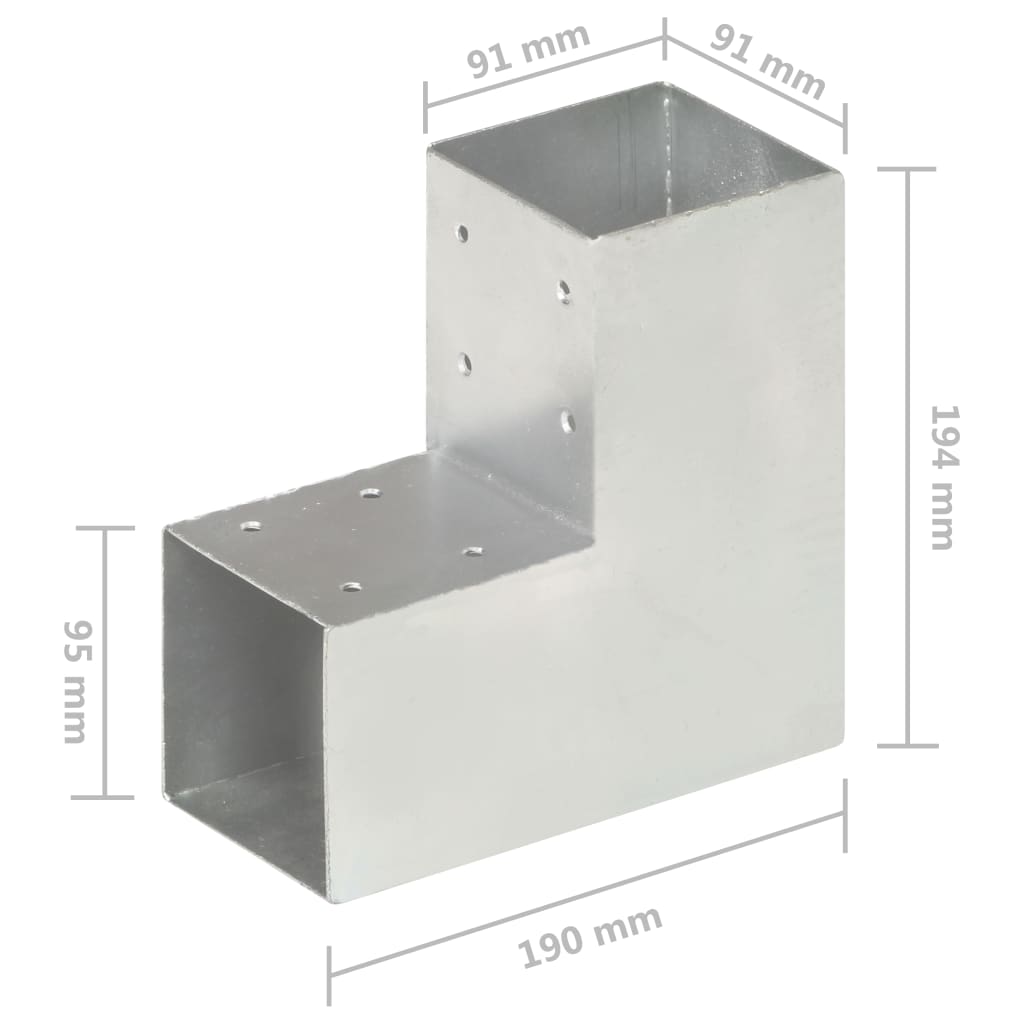 Stolpesko 4 stk L-form galvanisert metall 91x91 mm
