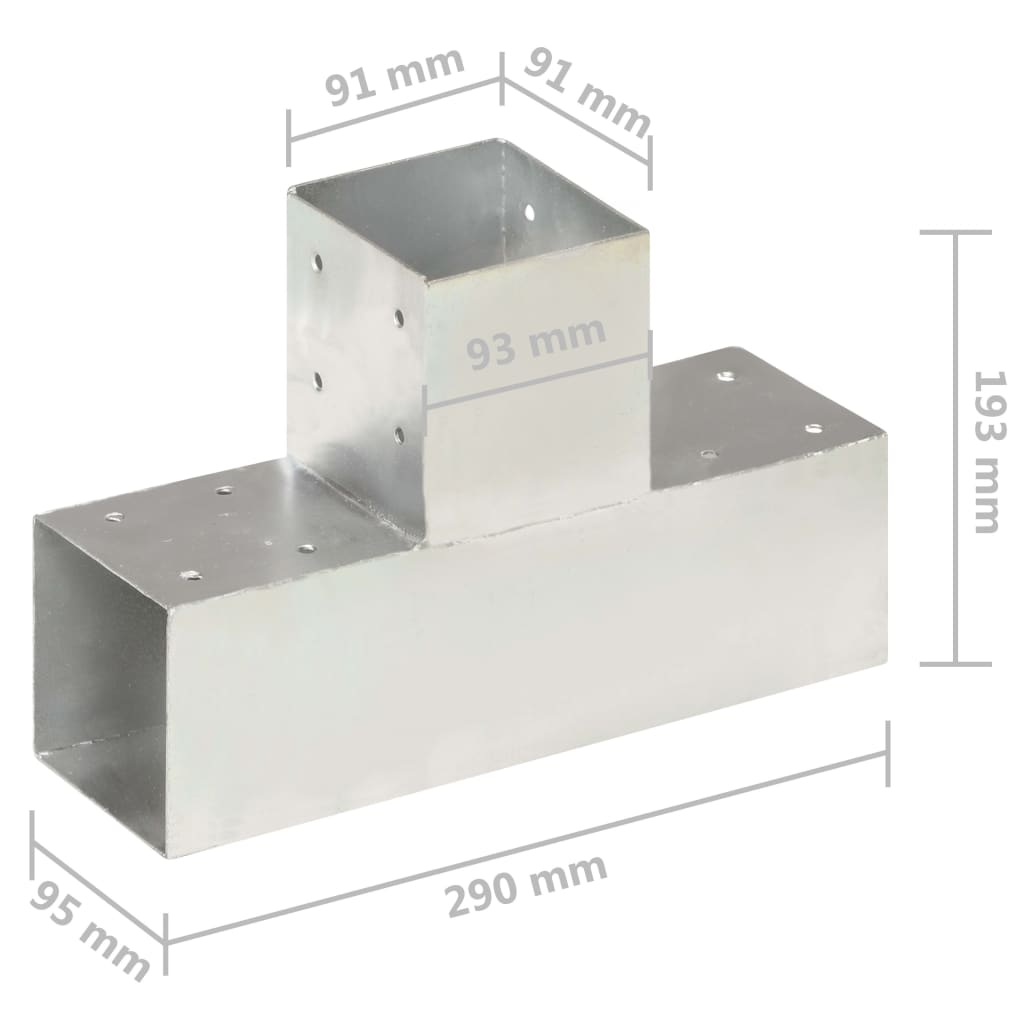 Stolpesko 4 stk T-form galvanisert metall 91x91 mm