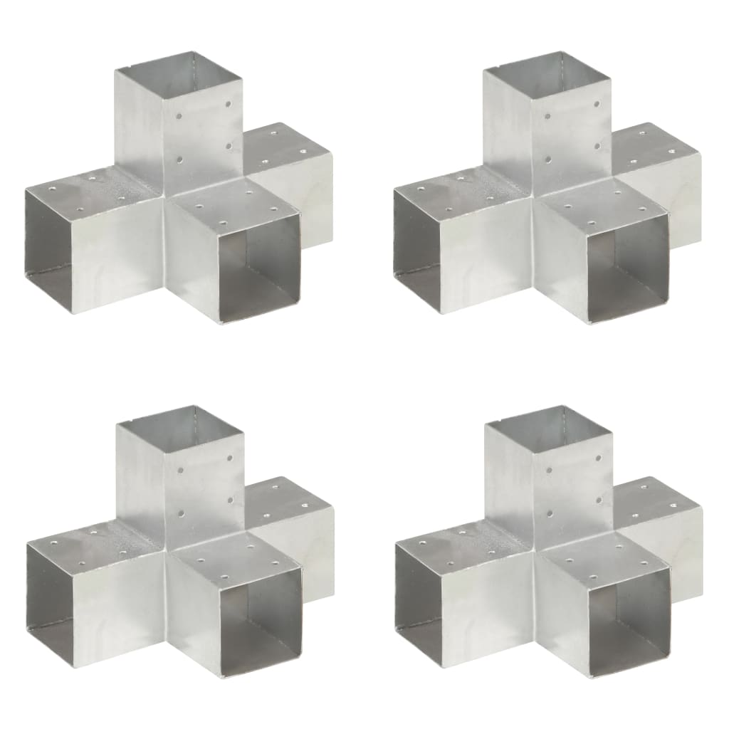 Stolpesko 4 stk X-form galvanisert metall 91x91 mm