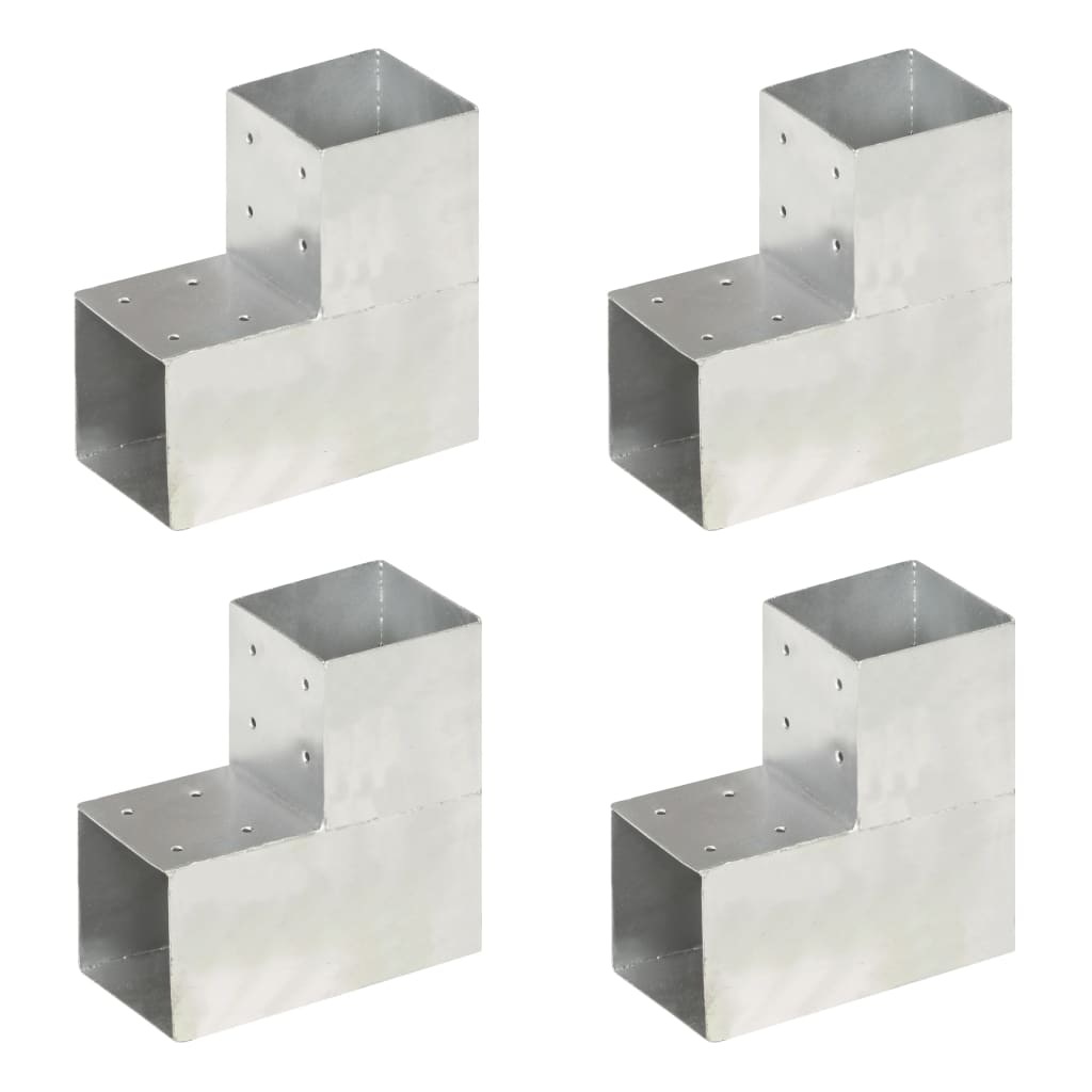 Stolpesko 4 stk L-form galvanisert metall 101x101 mm