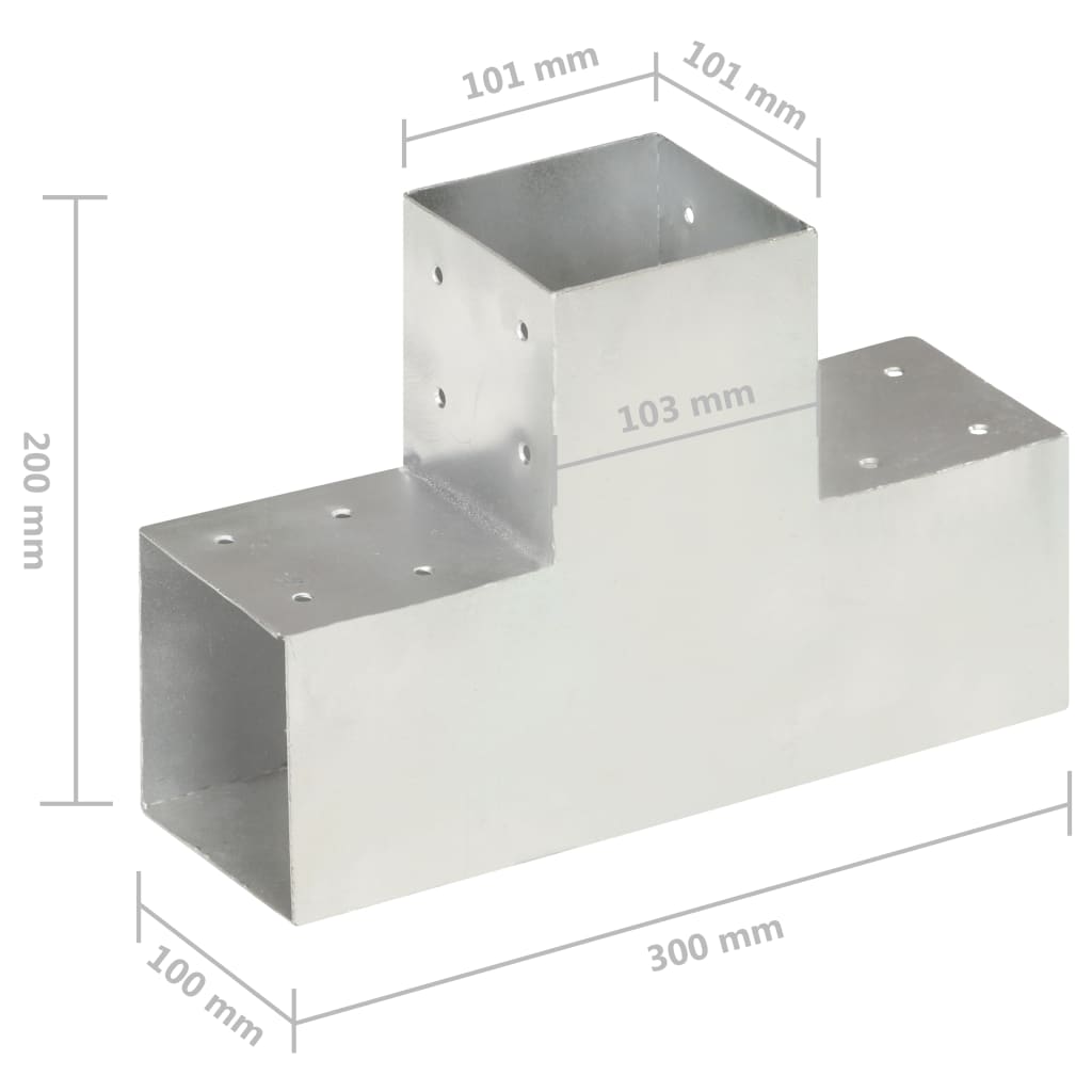 Stolpesko T-form galvanisert metall 101x101 mm
