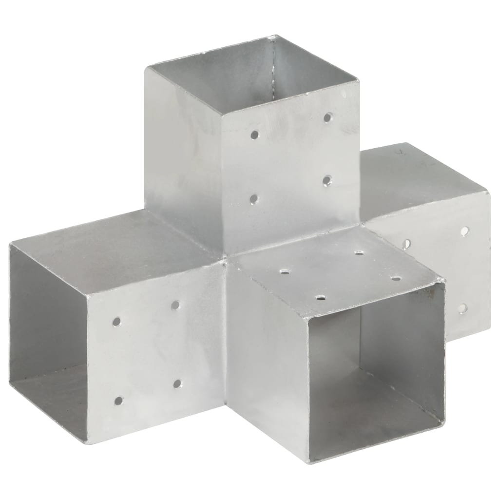 Stolpesko 4 stk X-form galvanisert metall 101x101 mm