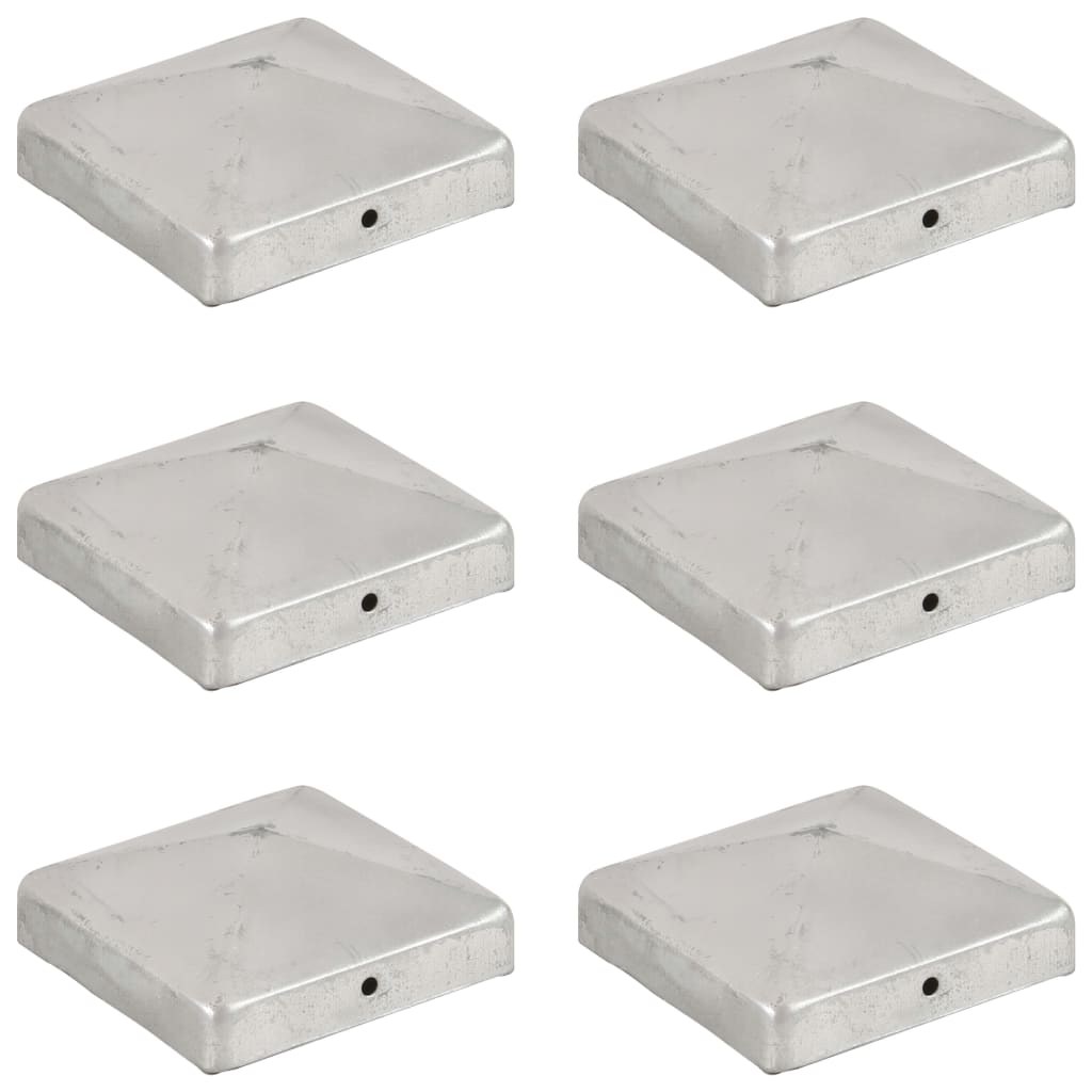 Gjerdestolpehatter pyramide 6 stk galvanisert metall 91x91 mm