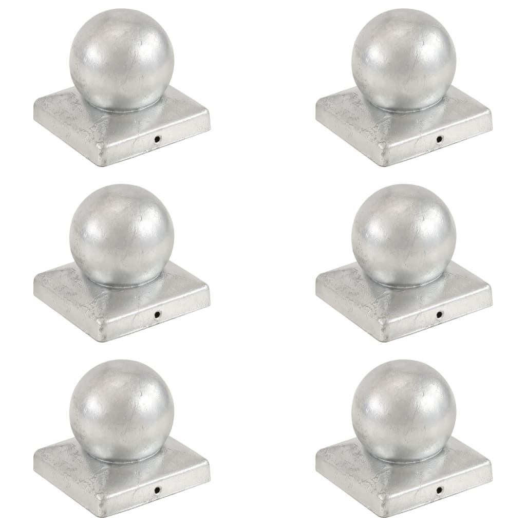 Stolpehatter 6 stk ballformet galvanisert metall 101x101 mm