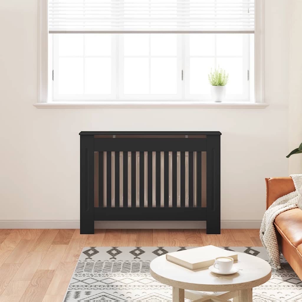 Radiatordeksel svart 112x19x81,5 cm konstruert tre