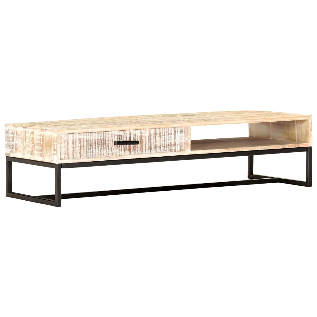Salongbord hvit 117x50x30 cm heltre akasie