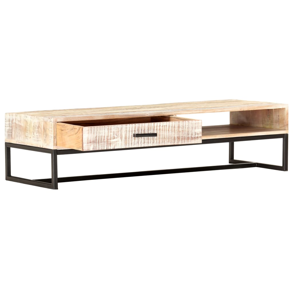 Salongbord hvit 117x50x30 cm heltre akasie