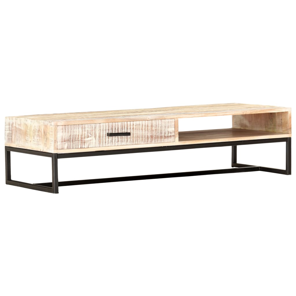 Salongbord hvit 117x50x30 cm heltre akasie