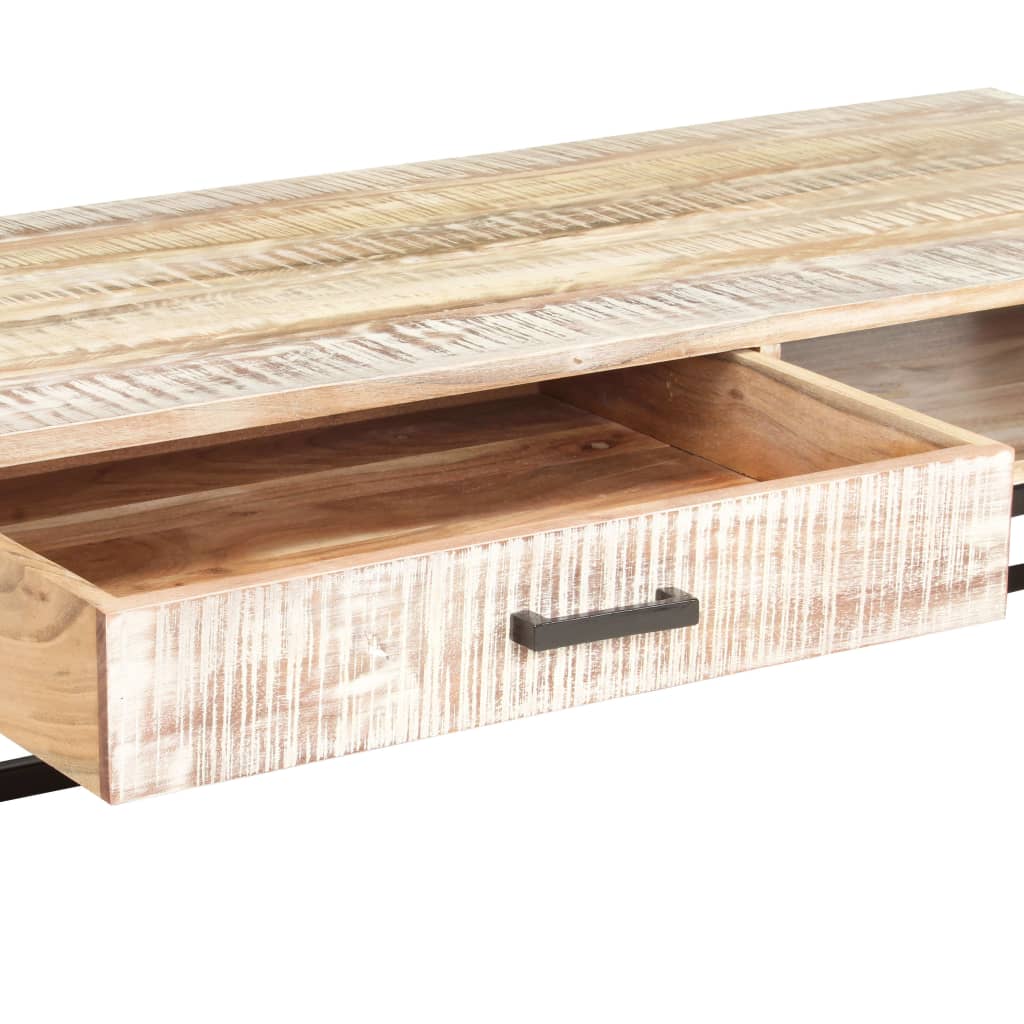 Salongbord hvit 117x50x30 cm heltre akasie